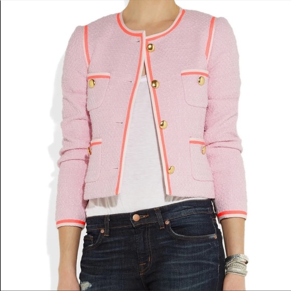 J. Crew Amanda Cotton-Tweed Pink Jacket Blazer Size 0